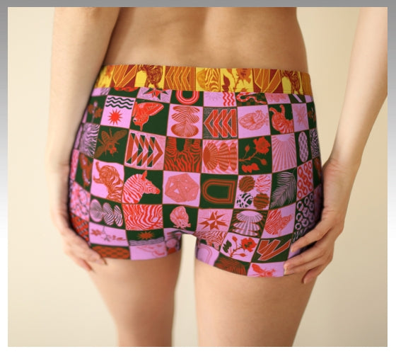 Chessboard Print Boyshort Underwear