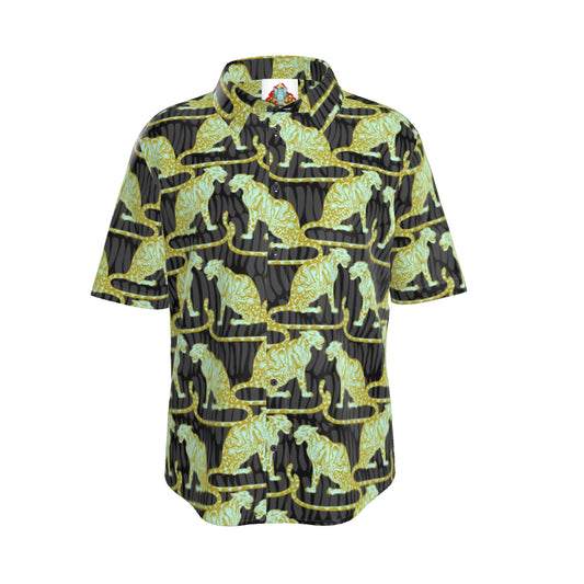 Clouded Leopard Silk Button Down Shirt