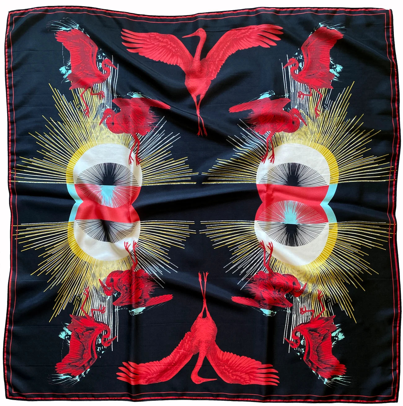 Crane Egret Sunburst Silk Scarf