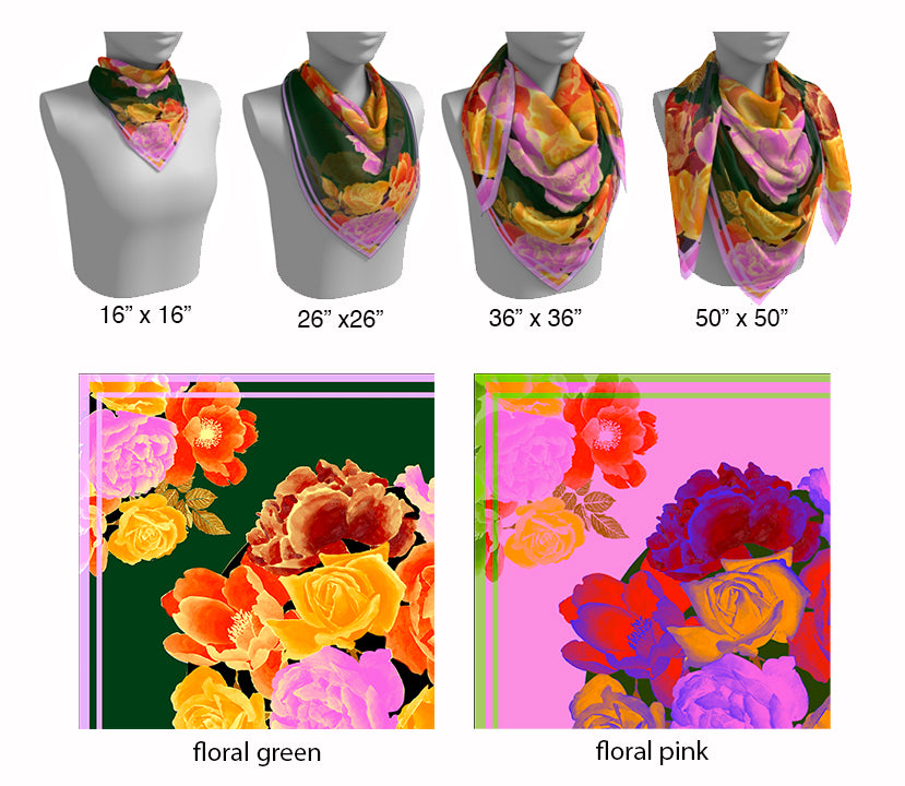 Floral Print Silk Scarf