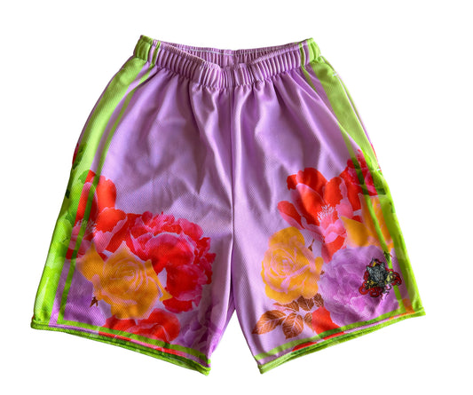 Floral Print Recycled Unisex Mesh Shorts