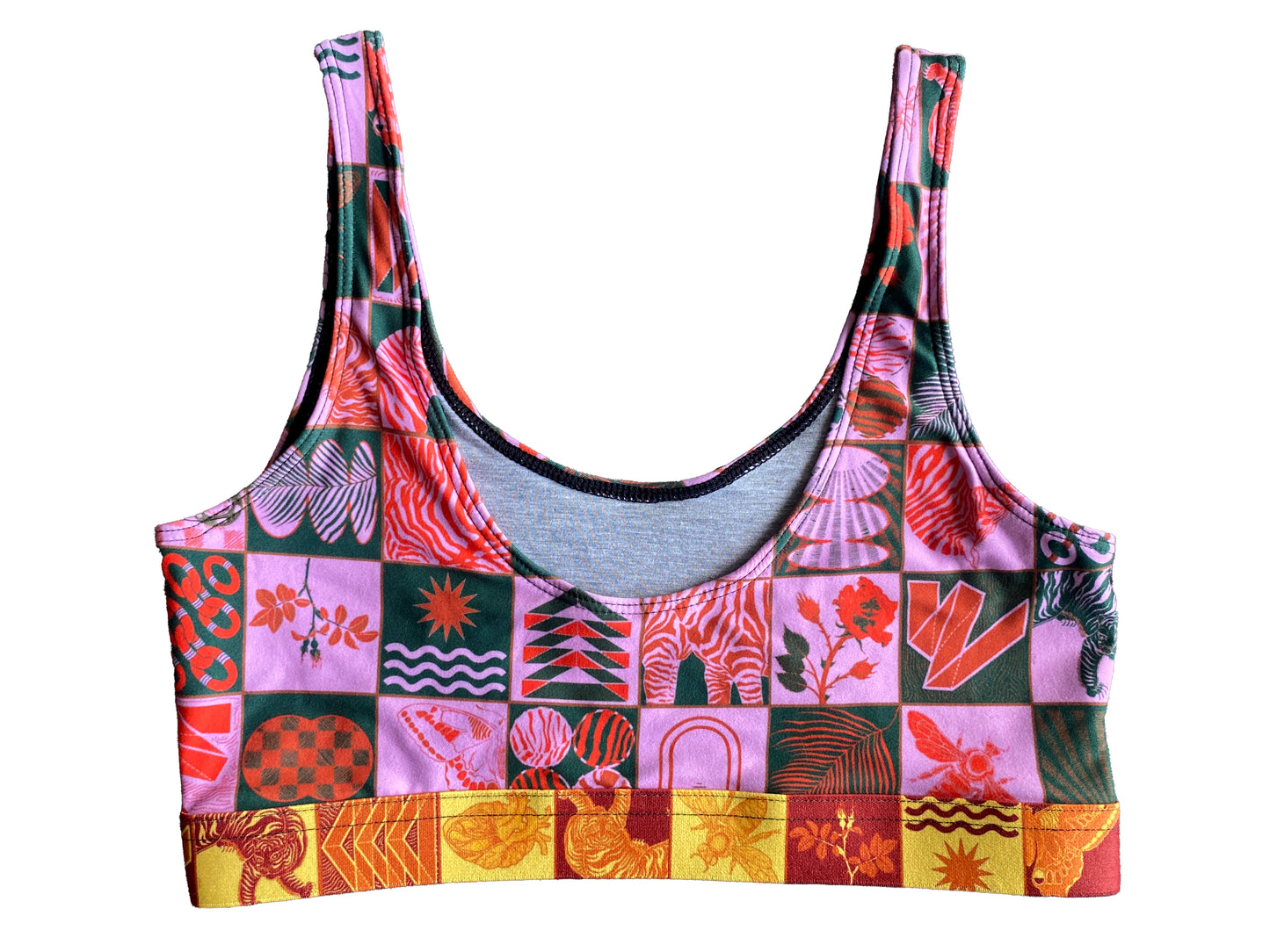 Chessboard Print Scoop Bralette