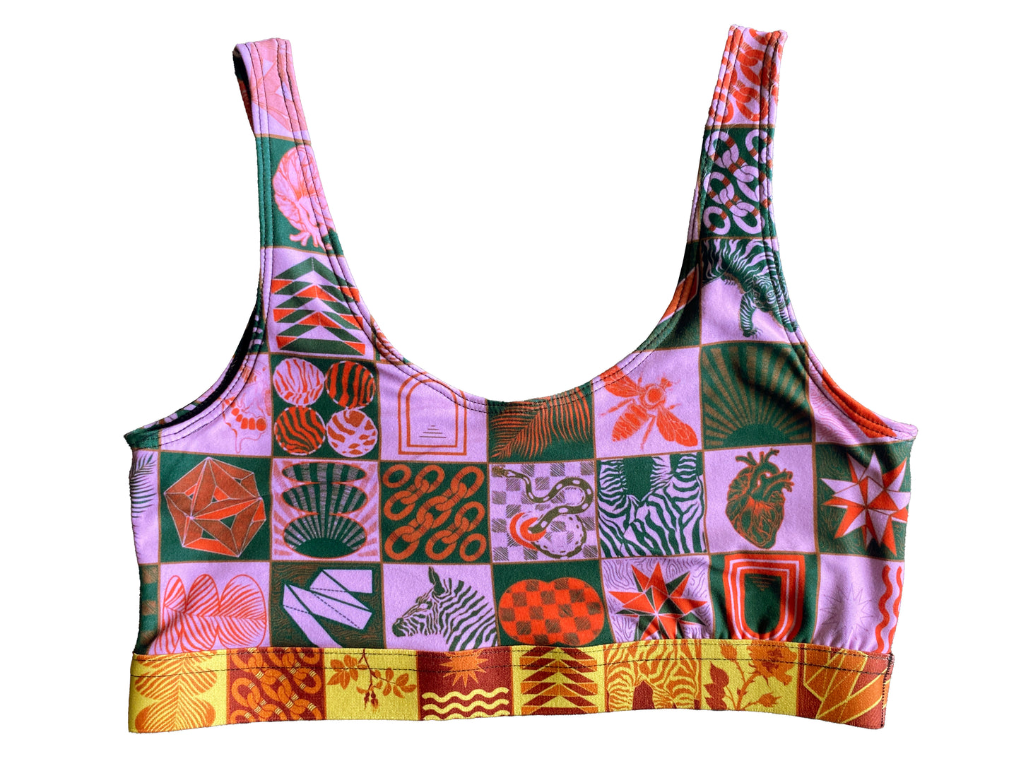 Chessboard Print Scoop Bralette