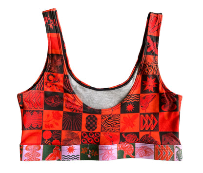 Chessboard Print Scoop Bralette