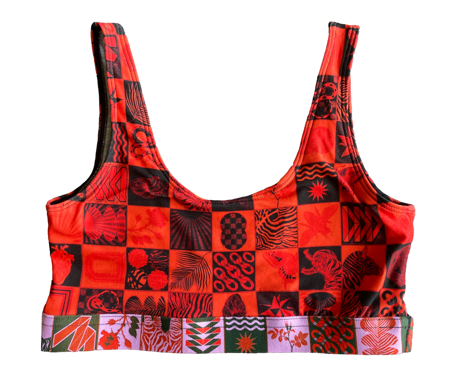 Chessboard Print Scoop Bralette