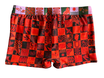 Chessboard Print Boyshort Underwear