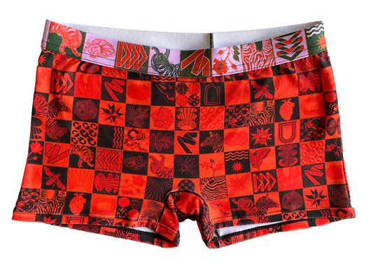 Chessboard Print Boyshort Underwear